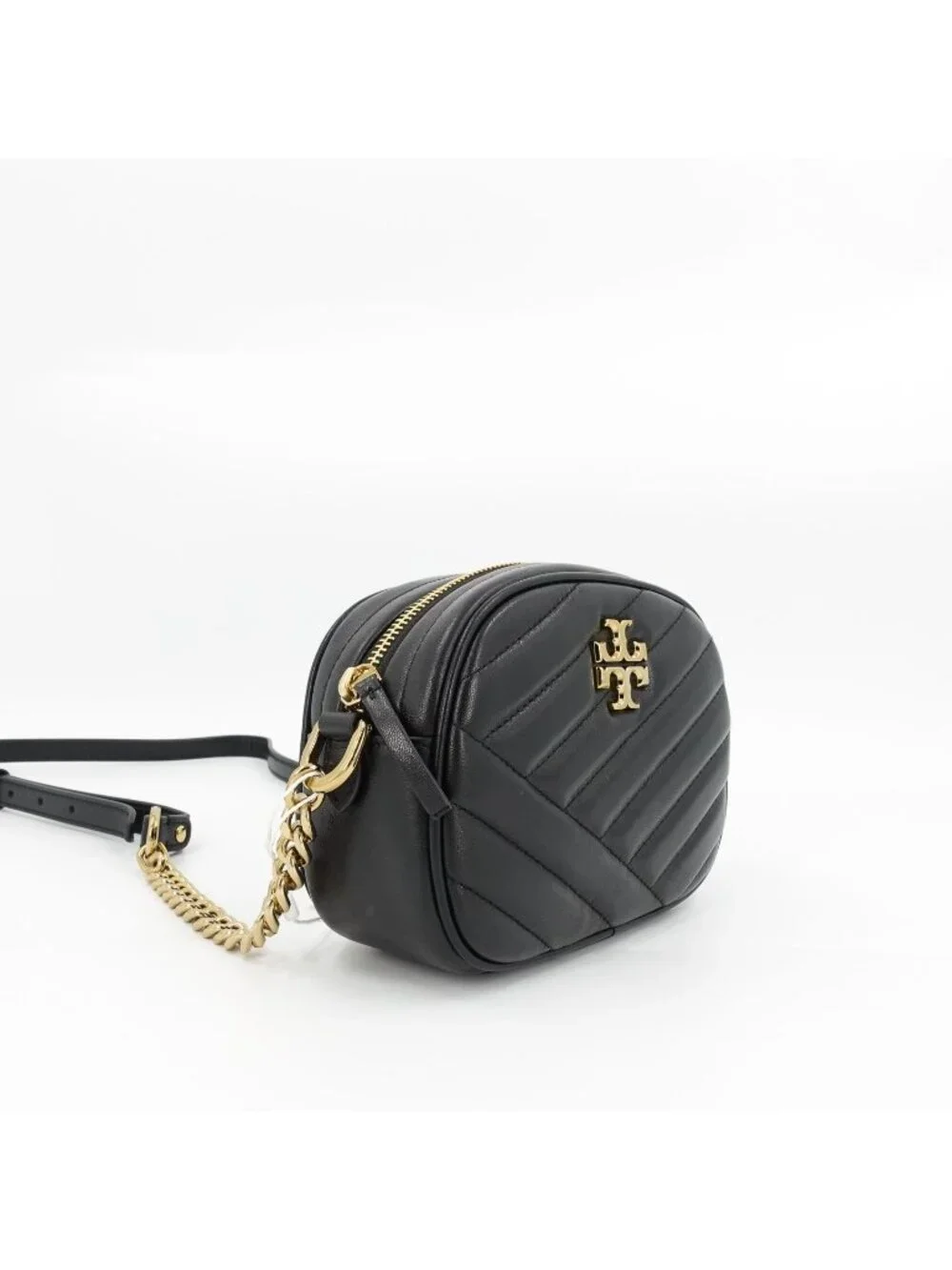 Tory Burch Kira Chevron Small Camera Crossbody Bag Black OS